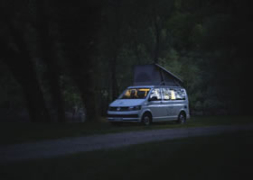 Camper van during fishing holidays