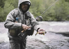 Man enjoy fly fishing