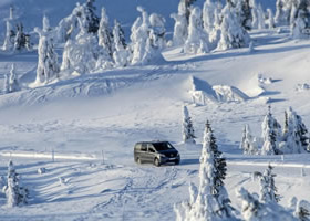 A hired minibus in the mountains